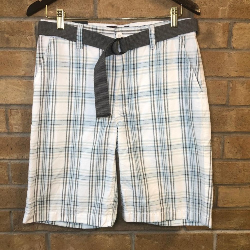 NEW WearFirst Men's Shorts With Belt Size (30) Plaid Pockets